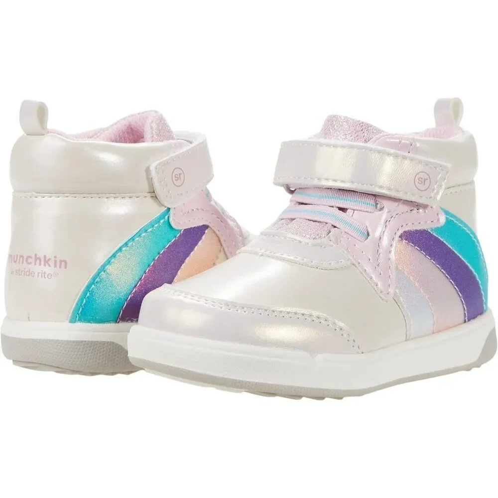 Stride Rite Hazel High-Top Supportive Sneaker Toddler Size 7 Silver Iridescent